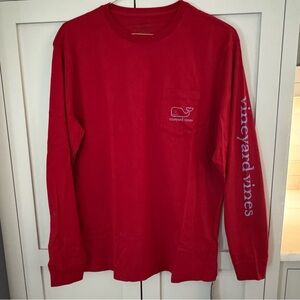 NWT Vineyard Vines Men's Red Long Sleeve Logo Tee